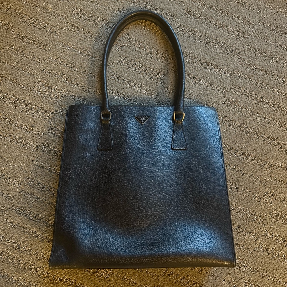 Prada Black Leather Tote Bag